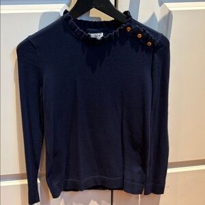 J. Crew Factory Blue Sweater with Gold Button Accents